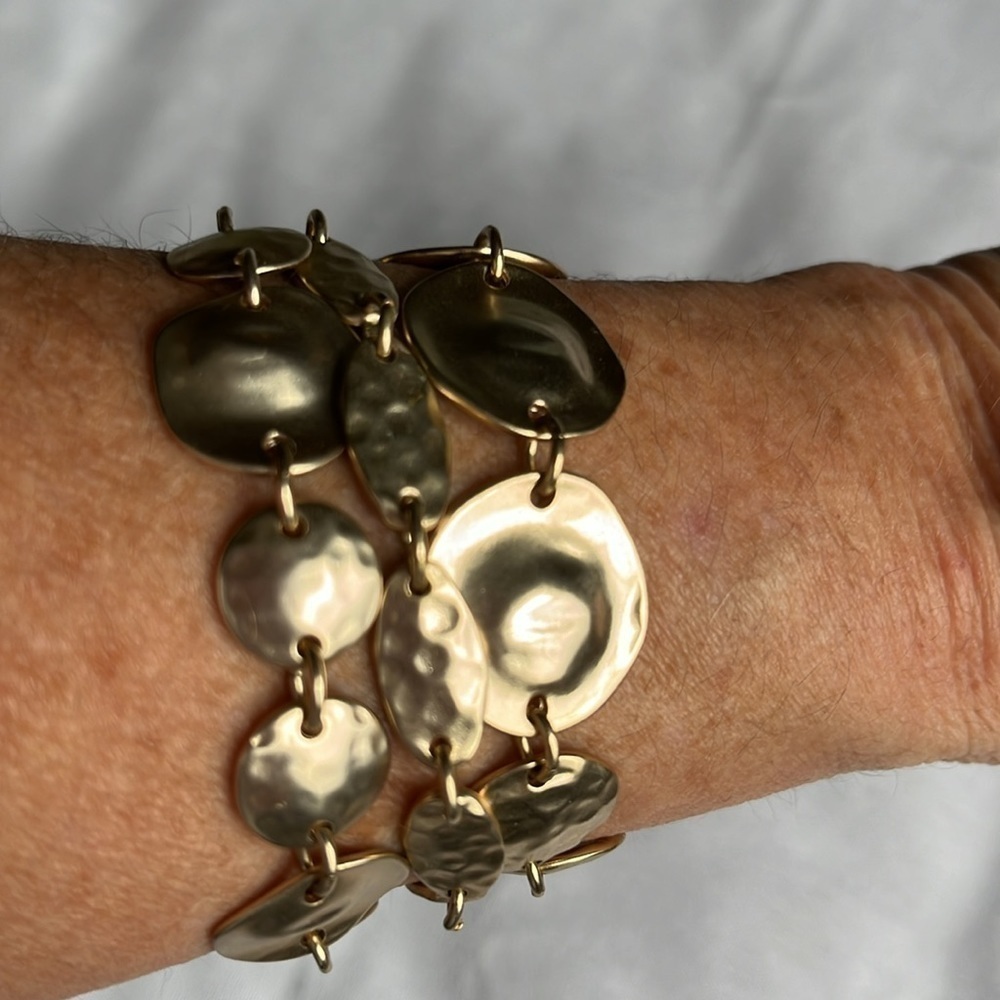Chunky Gold Bracelet | Multi Strand Statement | Magnetic Clasp | Bold Glam - Picture 4 of 9